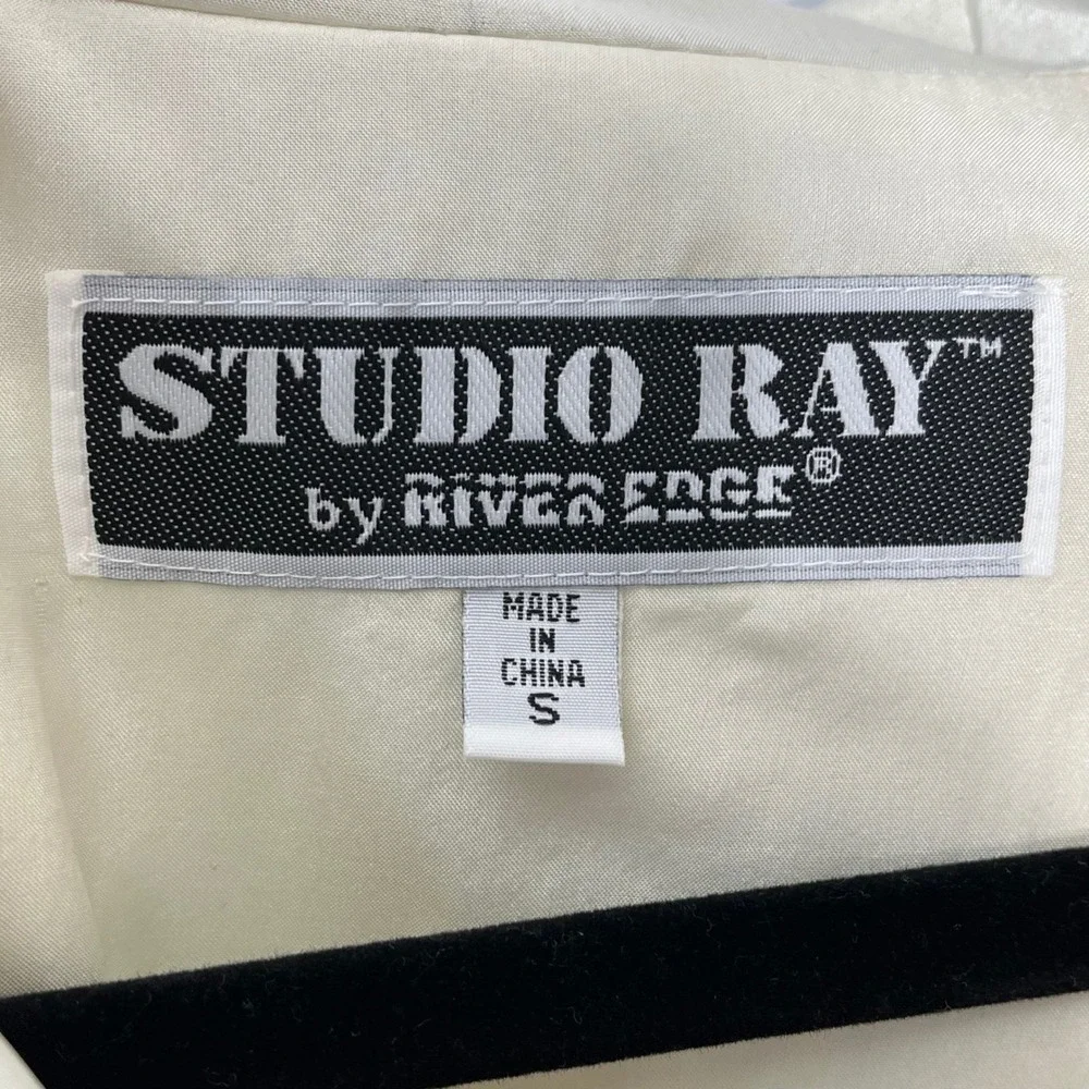 Studio Ray River Edge Womens Small Silk Bomber Jacket Green Floral‎ Tropical Zip